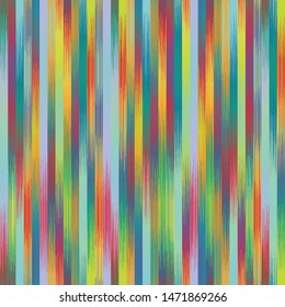 Vertical stripe ikat design in bright happy rainbow colors.  Gradient, ombre, blurry, soft.