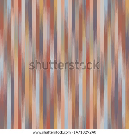 Vertical stripe ikat design in natural terra cotta desert earth camouflage colors.  Resembles wood grain.  Gradient, ombre, blurry, soft.  Great for home decor, fashion, stationary.  Generative Art.