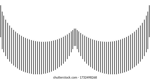 Vertical stripe of pattern vector. Design lines arc shape black on white background. Design print for illustration, artwork, textile, texture, wallpaper, background. Set 4