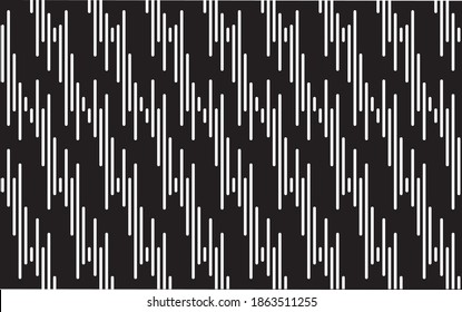 Vertical stripe of pattern vector. Design sloping direction random lines white on black background. Design print for illustration, texture, textile, wallpaper, background. Set 1