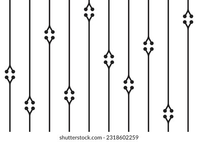 Vertical stripe of pattern vector. Design lines and round of Y black on white background. Design print for illustration, texture, textile, wallpaper, background. Set 2