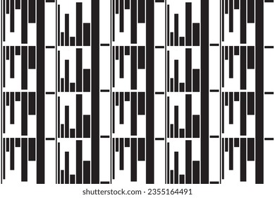 Vertical stripe of pattern vector. Design lines random black on white background. Design print for illustration, textile, texture, carpet, wallpaper. Set 3