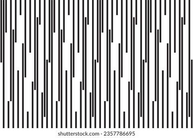 Vertical stripe of pattern vector. Design random lines black on white background. Design print for illustration, presentation, textile, texture, wallpaper, background. Set 32