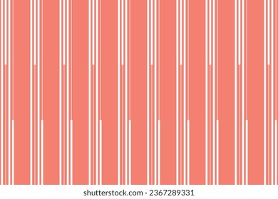Vertical stripe of regular pattern. Design random lines white on light red background. Design print for illustration, textile, wallpaper, background. Set 6