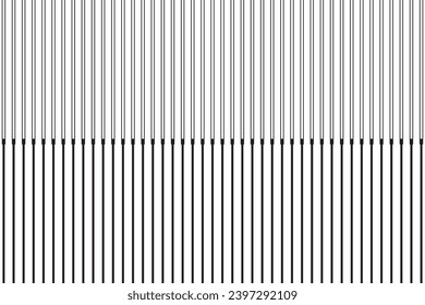 Vertical stripe of regular pattern. Design lines black on white background. Design print for illustration, textile, wallpaper, background. Set 6