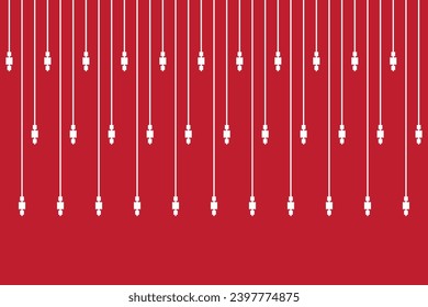 Vertical stripe of regular pattern. Design icon white on red background. Design print for illustration, textile, carpet, wallpaper, background. Set 2