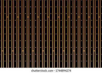 Vertical of stripe with square dashed pattern vector. Design lines art gold on black background. 
