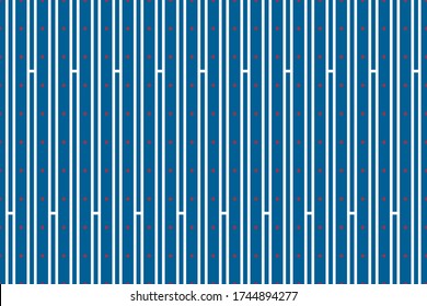Vertical of stripe with square dashed pattern vector. Design lines art red and white on blue background 