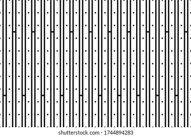 Vertical of stripe with square dashed pattern vector. Design lines art black on white background.  
