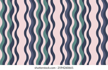 vertical striped design with flowing curves and textured waves. Artistic colors blend with simplicity and creativity, adding elegance to posters, textiles, or graphic prints with vibrant paint.