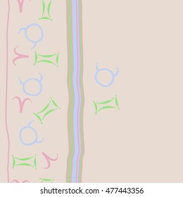 Vertical striped  pattern of zodiac signs, seamless. Hand drawn.