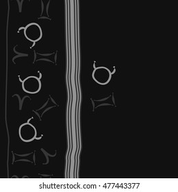Vertical striped  pattern of zodiac signs, seamless. Hand drawn.