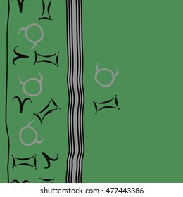Vertical striped  pattern of zodiac signs, seamless. Hand drawn.
