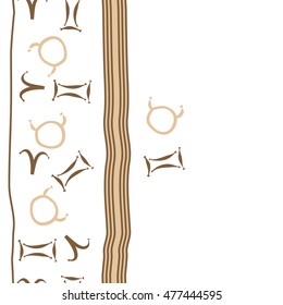 Vertical striped  pattern of zodiac signs, seamless. Hand drawn.