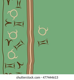 Vertical striped  pattern of zodiac signs, seamless. Hand drawn.