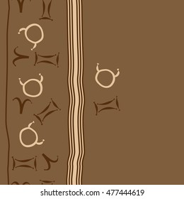 Vertical striped  pattern of zodiac signs, seamless. Hand drawn.