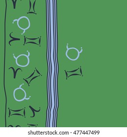 Vertical striped  pattern of zodiac signs, seamless. Hand drawn.