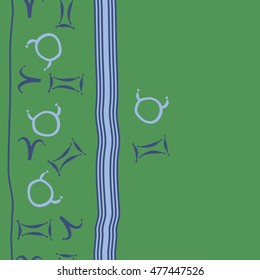 Vertical striped  pattern of zodiac signs, seamless. Hand drawn.