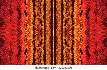 Vertical striped seamless pattern with extrusion elements in red,yellow,brown colors