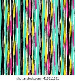 Vertical stripes brushstrokes seamless bold pattern. Vector texture. Hand painted. Artistic creative universal background.