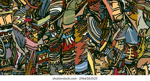 Vertical stripes closely stacked creating exciting modern, colorful pattern