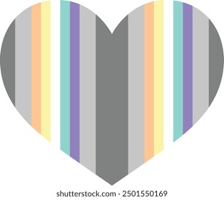 vertical stripes color of demifaun flag in heart shape vector illustration.