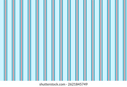 Vertical stripes in dark blue, and red on a light blue background.