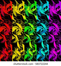 Vertical stripes for design. Set of five strips of curls pattern.
