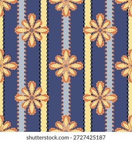 Vertikale Streifen geometrische Blumen aus blauem Ziegelgrund gesehen, abstrakte Blume, Streifen Linie vertikal passen für jeden Druck.