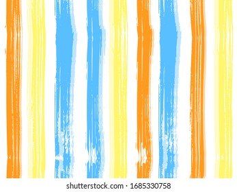 Vertical stripes of gold black gray thick and thin paint ink lines seamless vector pattern on white. Brush stroke stripes vertical pattern for clothes textile fabric. 