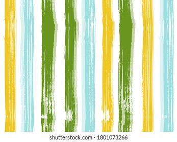 Vertical stripes of gold black gray thick and thin paint ink lines seamless vector pattern on white. Old style material graphic background.