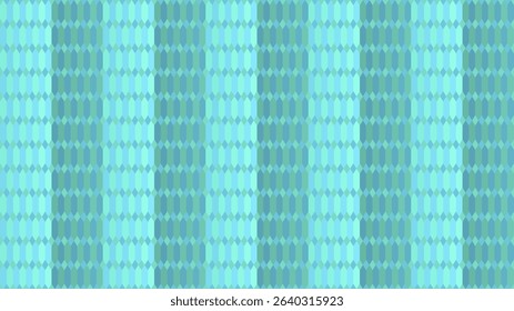 Vertical stripes with hexagonal and rhombus elements. Abstract background in blue and green colors. Endless flat vector design.