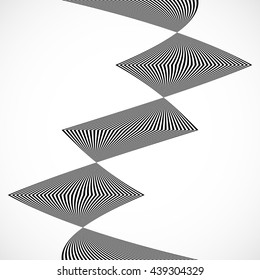 Vertical stripes, lines with distortion, warp effect. Abstract monochrome geometry illustration.