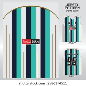 Vertical stripes mint green white pattern design, illustration, textile background for sports t-shirt, football jersey shirt mockup for football club. consistent front view