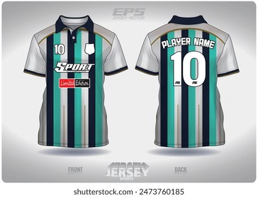 Vertical stripes mint green white pattern design, illustration, textile background for sports t-shirt, football jersey shirt mockup for football club. consistent front view
