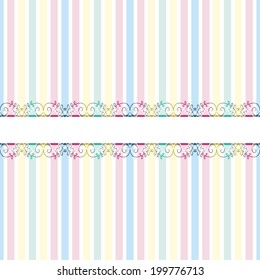 Vertical stripes in pastel colors with openwork element. seamless pattern 