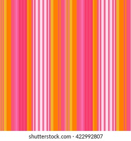 Vertical stripes pattern, seamless texture background. Pink, Orange and white color stripes. Vector