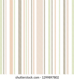 Vertical stripes pattern for textile design. Green, orange, and brown colors. Seamless tile. Transparent background.