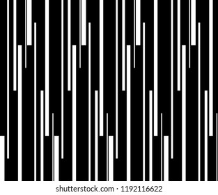 Vertical stripes random pattern vector. Design line white on black background. Design print for wallpaper, textile, background. Set 2