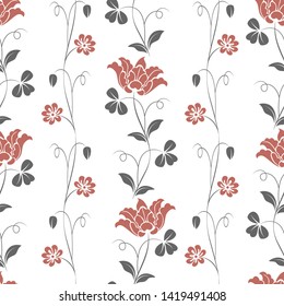 
Vertical stripes seamless floral pattern