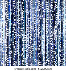 Vertical stripes and small circles. Abstract blue seamless background. Digital texture