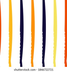 Vertical Stripes Summer Motif. Modern Seamless Pattern. Abstract Shape Brush Line. Trending Vector Background. Watercolor Hand Drawn Textures Stripy Strokes. Bright Colorful Artistic Illustration.