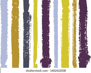 Vertical stripes of thick and thin paint or ink lines seamless vector pattern on white. Brush stroke stripes vertical pattern for clothes textile fabric. Grunge striped minimal ink line art.