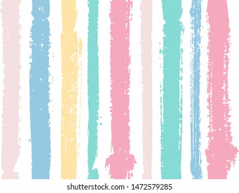 Vertical stripes of thick and thin paint or ink lines seamless vector pattern design. Brush stroke stripes vertical pattern for clothes textile fabric. Grunge striped simple watercolor line art.