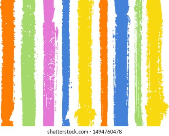Vertical stripes of thick and thin paint or ink lines seamless vector pattern design. Brush stroke stripes vertical pattern for clothes textile fabric. Grunge striped modern watercolor line art.