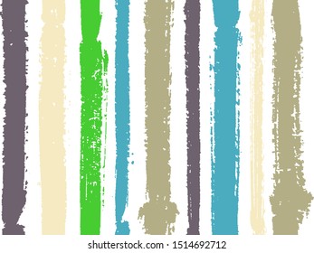 Vertical stripes of thick and thin paint or ink lines seamless vector pattern design. Brush stroke stripes vertical pattern for clothes textile fabric. Grunge striped minimal watercolor line art.