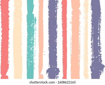 Vertical stripes of thick and thin paint or ink lines seamless vector pattern design. Brush stroke stripes vertical pattern for clothes textile fabric. Grunge striped simple ink line art.