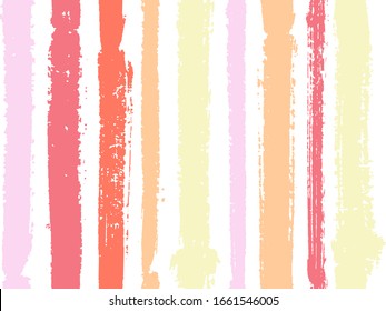 Vertical stripes of thick and thin paint or ink lines seamless vector pattern on white. Brush stroke stripes vertical pattern for clothes textile fabric. Grunge striped modern watercolor line art.
