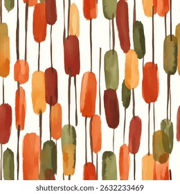 Listras verticais com tulipas de aquarela em cores de outono em um fundo branco, listras padrão sem costura, Vetor fundo ilustração para imprimir o papel.