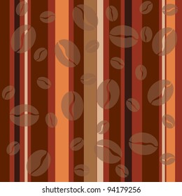 vertical stripped coffee beans seamless pattern